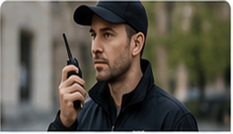 Security guard in a commercial setting